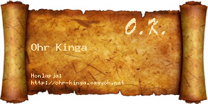 Ohr Kinga névjegykártya